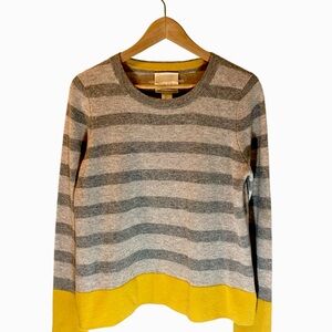 Softest Ever Cynthia Rowley 2ply 100% Cashmere Striped Crewneck Sweater